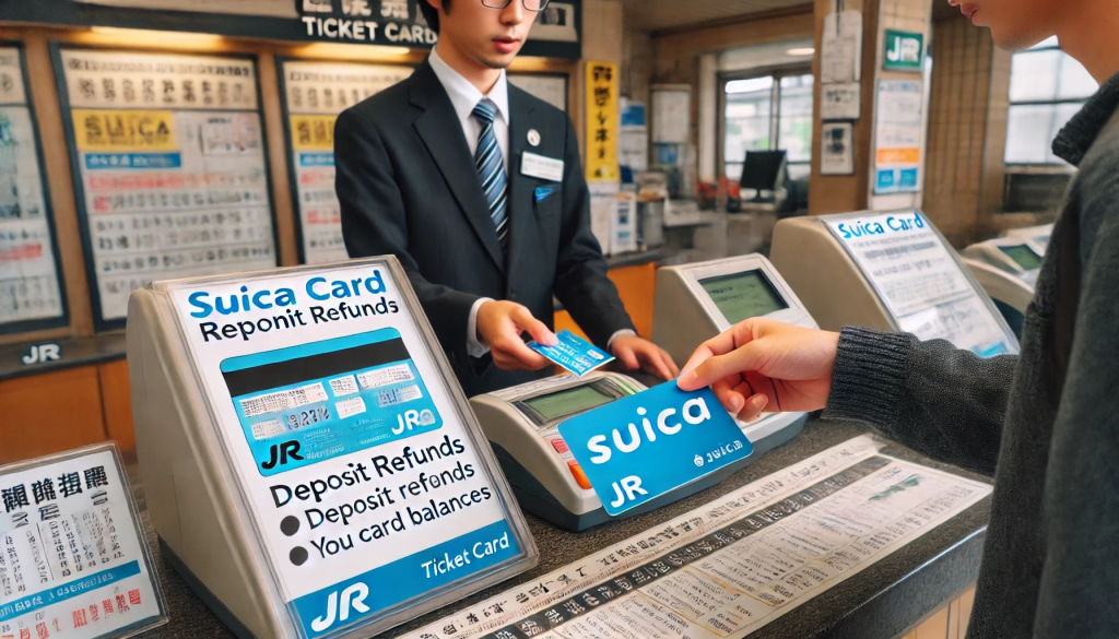 Возврат карты Suica на стойке JR